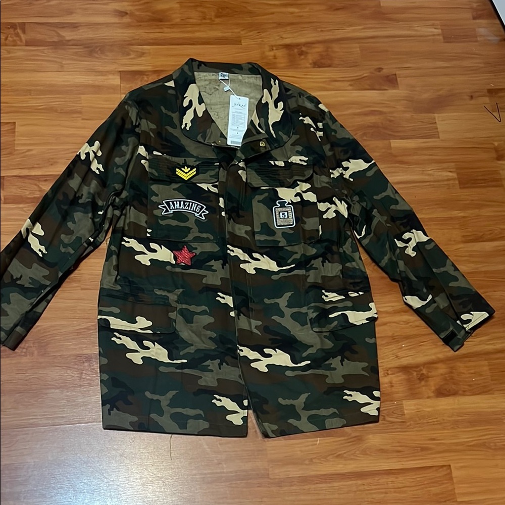 Camouflage Military Jacket with Patches